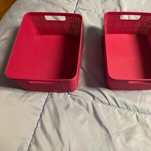 Two Pink Storage Containers